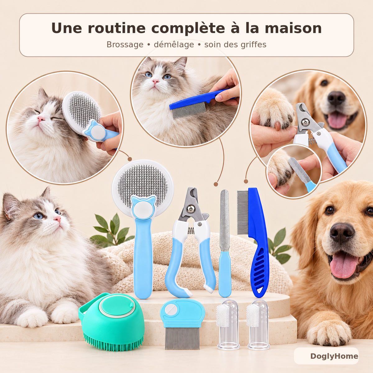 Fonctions du kit de toilettage pour chiens et chats