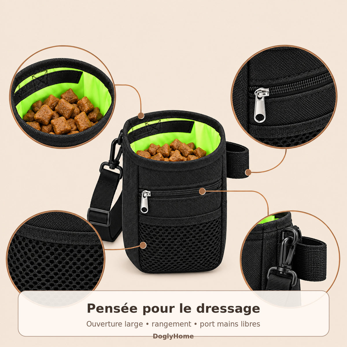 Détails de la pochette de dressage DoglyHome