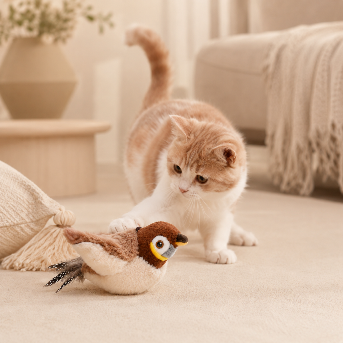 Oiseau interactif rechargeable DoglyHome pour chat – vue produit 4