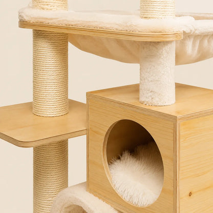 Détail du bois et des griffoirs de l’arbre à chat XL DoglyHome