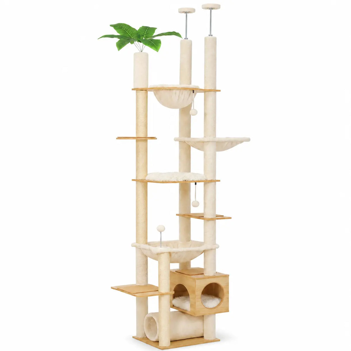 Arbre à chat XL premium en bois DoglyHome sur fond blanc