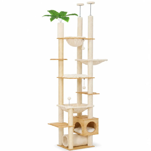 Arbre à chat XL premium en bois DoglyHome sur fond blanc