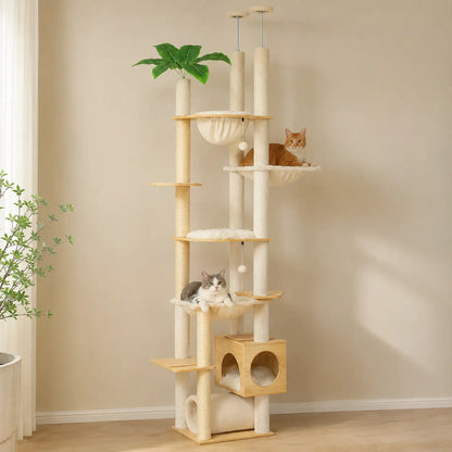 Chats utilisant l’arbre à chat XL en bois DoglyHome