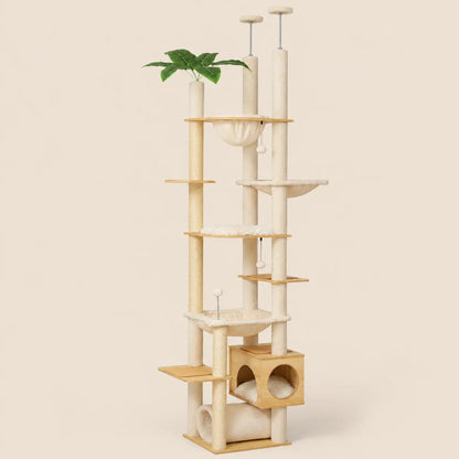 Vue complète de l’arbre à chat XL en bois DoglyHome