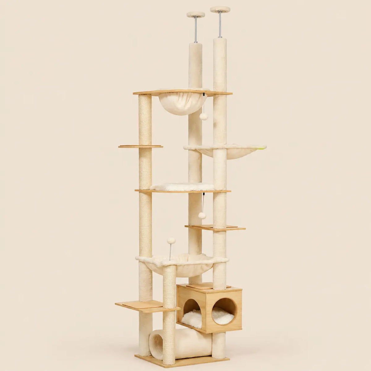 Arbre à chat XL premium en bois DoglyHome sur fond beige
