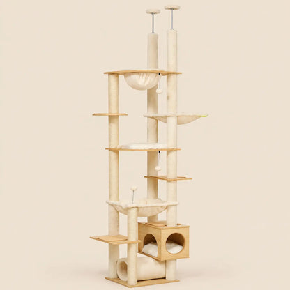 Arbre à chat XL premium en bois DoglyHome sur fond beige