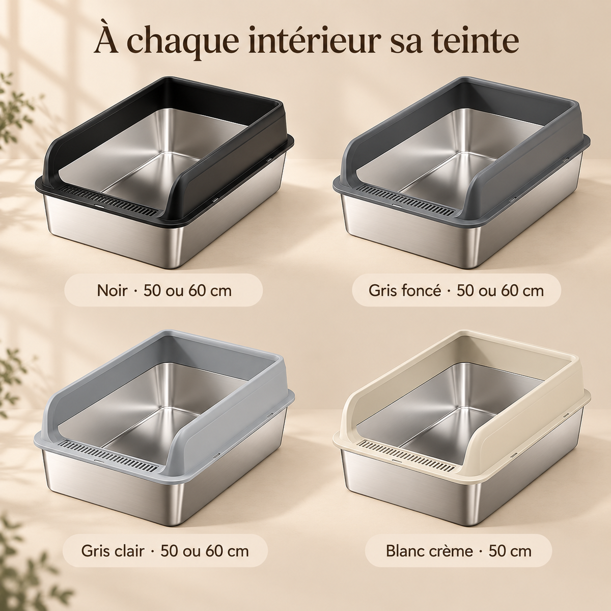 Coloris du bac à litière inox XXL DoglyHome