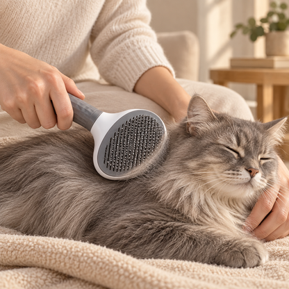 Chat brossé avec brosse autonettoyante DoglyHome