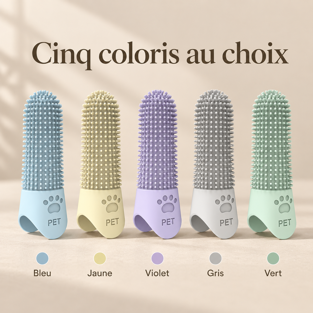 Coloris de la brosse à dents doigt silicone DoglyHome