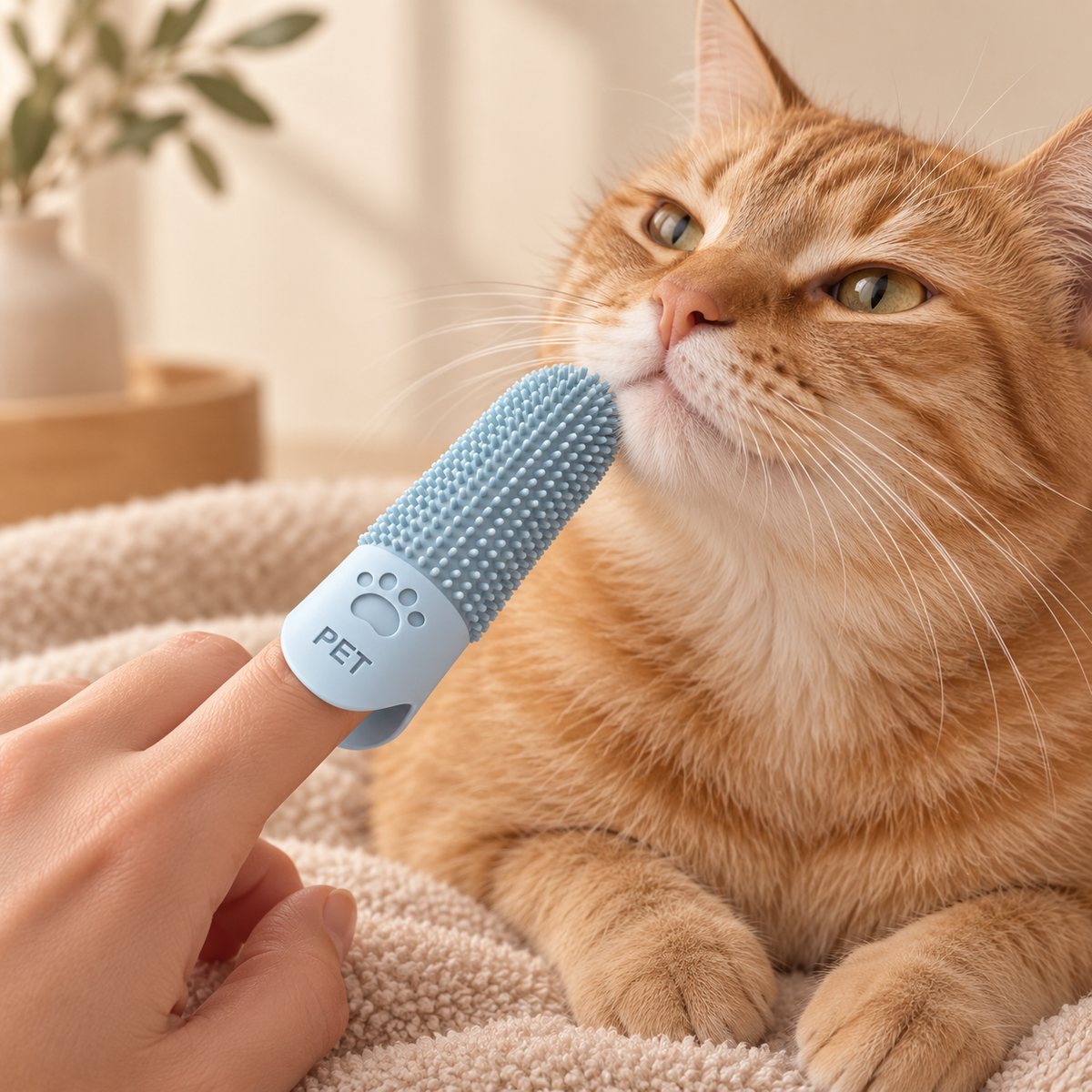 Chat avec brosse à dents doigt silicone DoglyHome