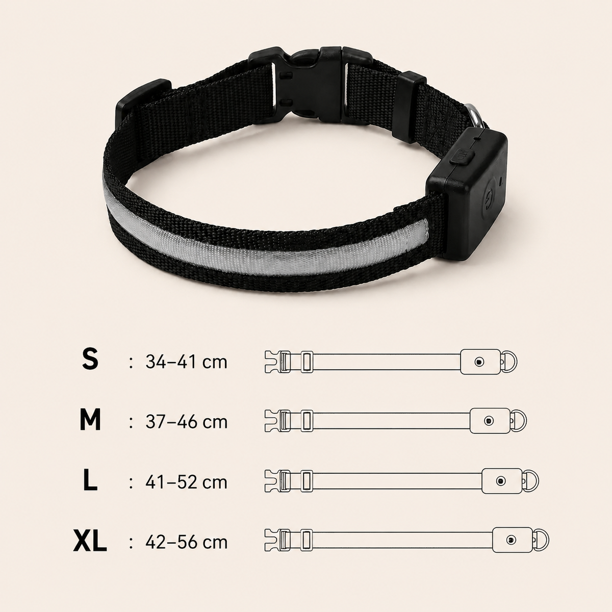 Dimensions de Collier Lumineux LED DoglyHome