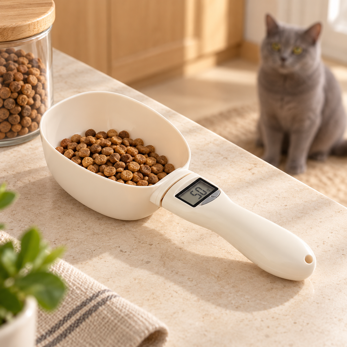 Chat avec cuillère doseuse électronique DoglyHome