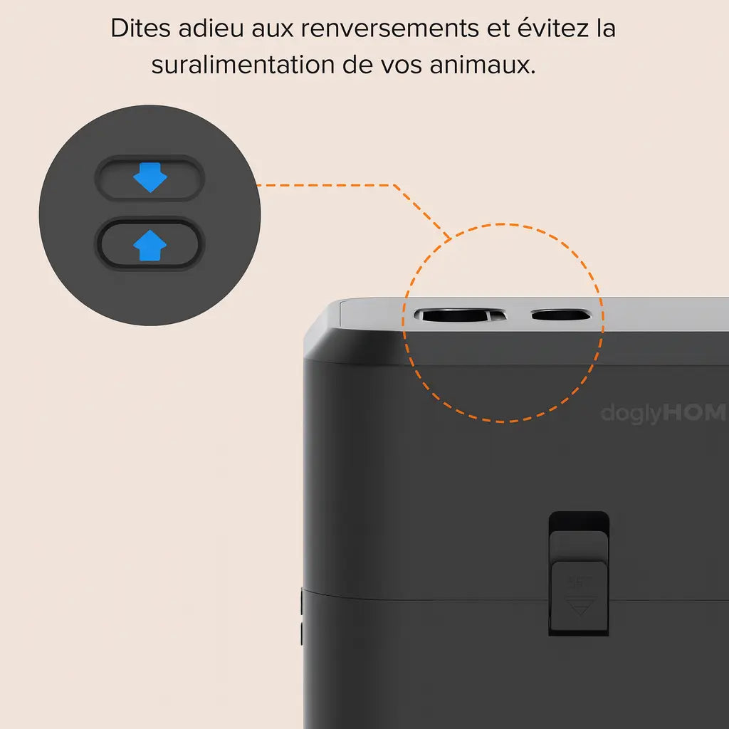 Détail du couvercle du distributeur WiFi DoglyHome