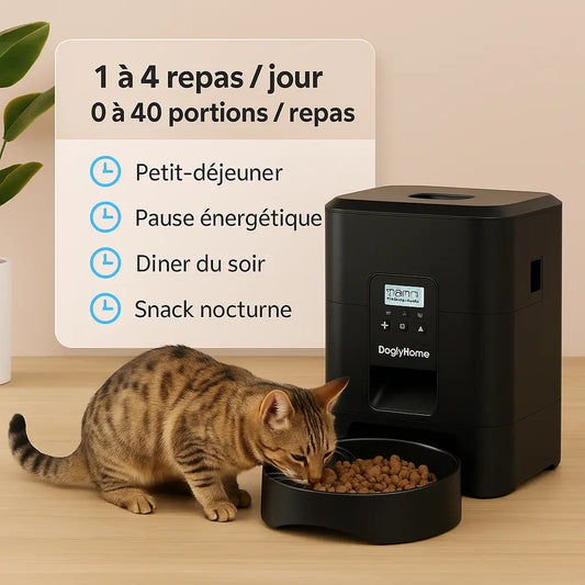 Distributeur automatique DoglyHome utilisé par un chat