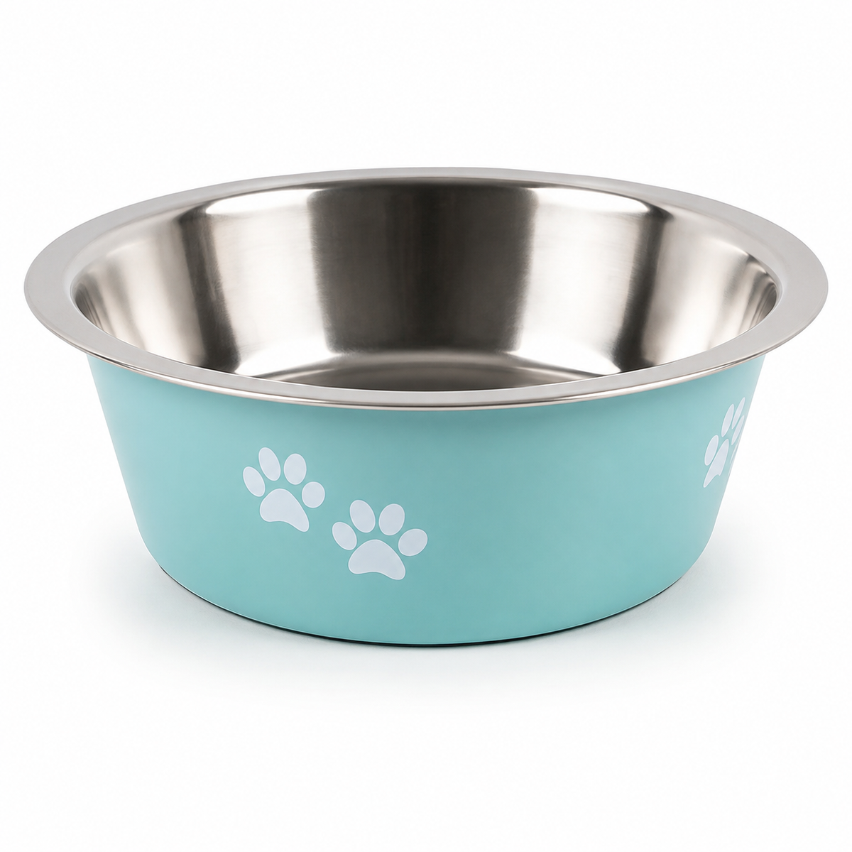 Gamelle antidérapante inox DoglyHome bleue sur fond blanc