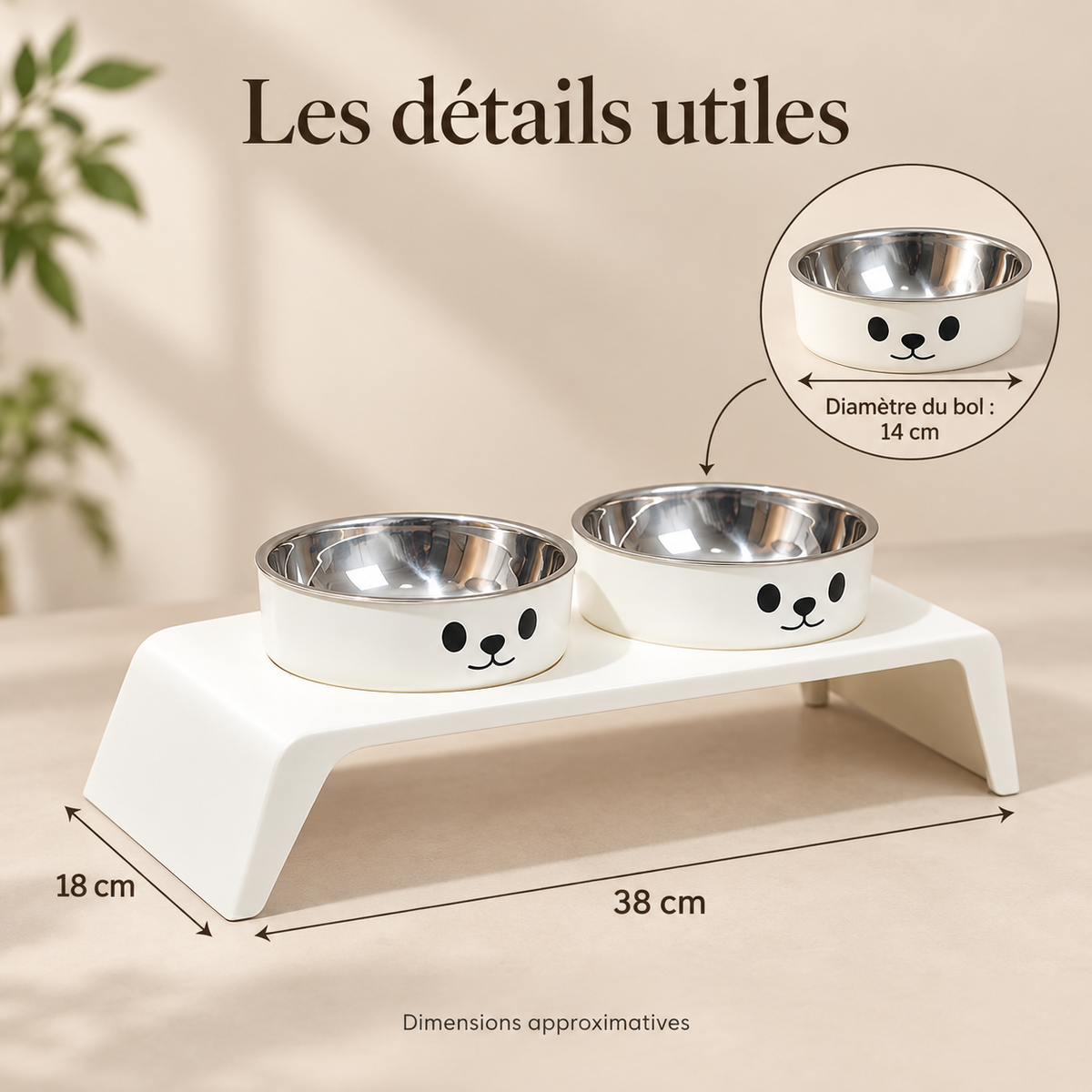 Détails de la gamelle surélevée double inox DoglyHome