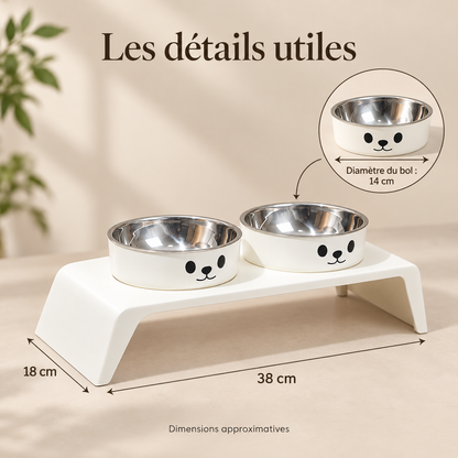 Détails de la gamelle surélevée double inox DoglyHome