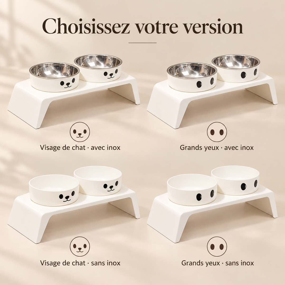 Versions de la gamelle surélevée double inox DoglyHome