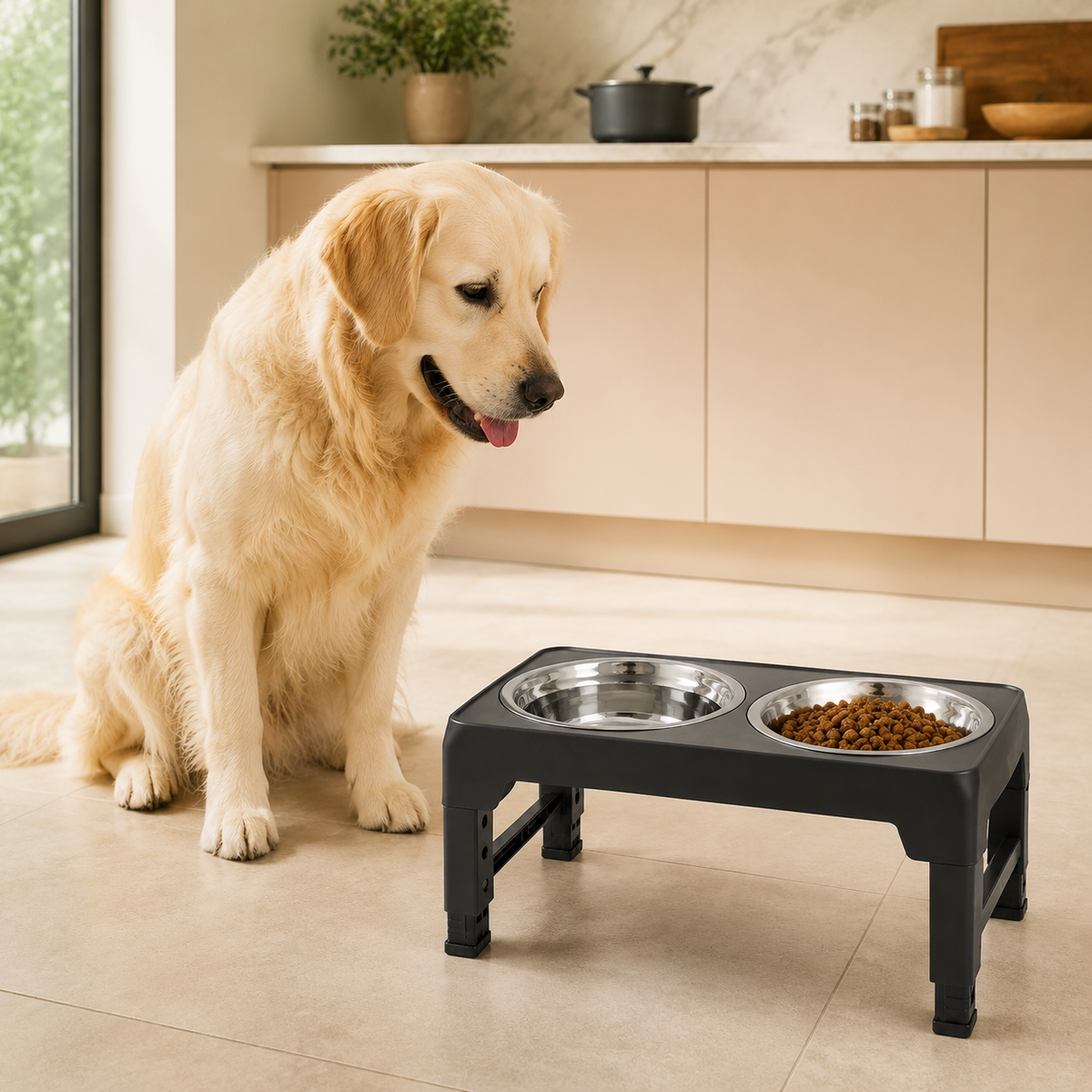Gamelle Surélevée Réglable DoglyHome en situation premium