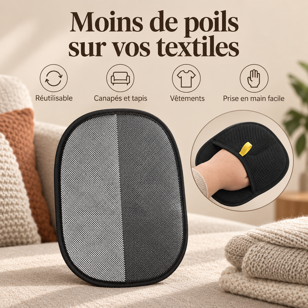 Gant anti-poils DoglyHome pour canapé et vêtements