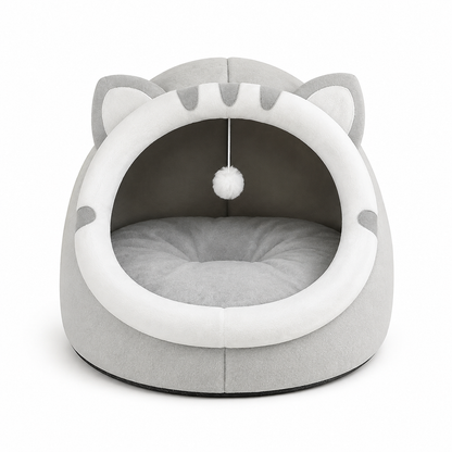 Grotte Confort grise DoglyHome pour chat sur fond blanc