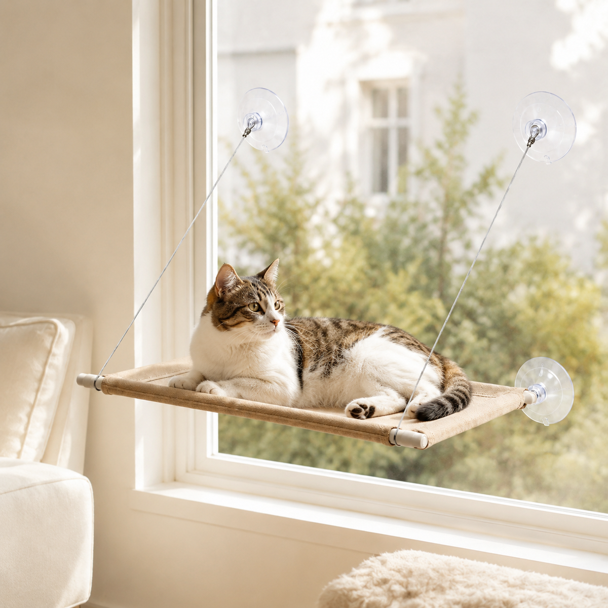Chat utilisant le Hamac de Fenêtre DoglyHome