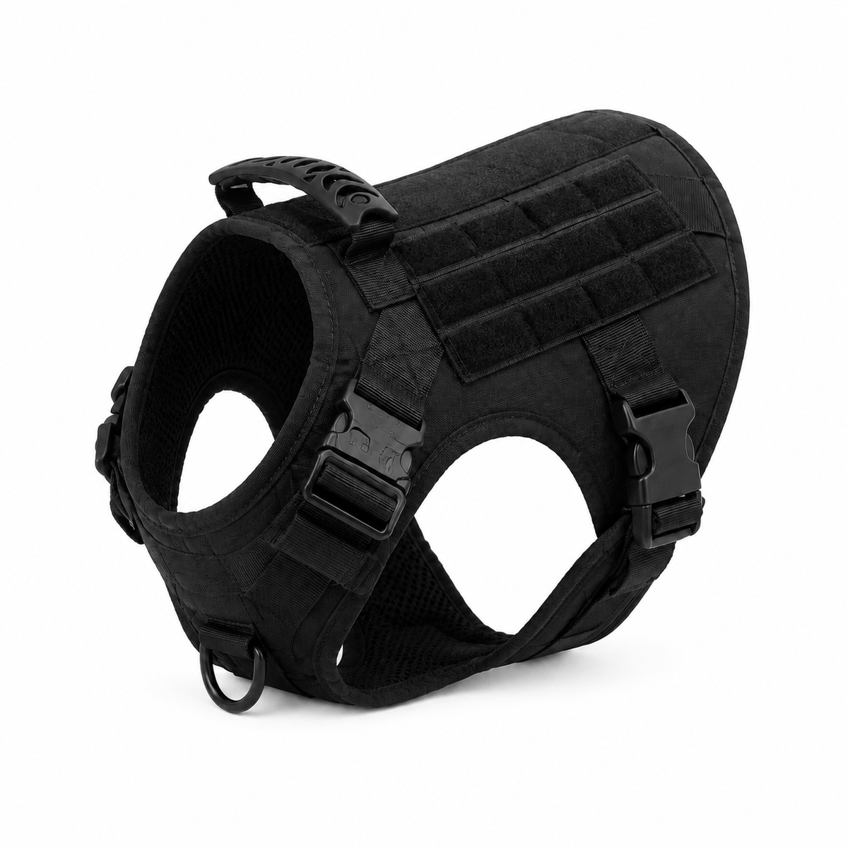 Harnais tactique noir anti-traction DoglyHome sur fond blanc