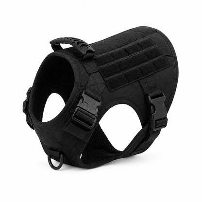 Harnais tactique noir anti-traction DoglyHome sur fond blanc