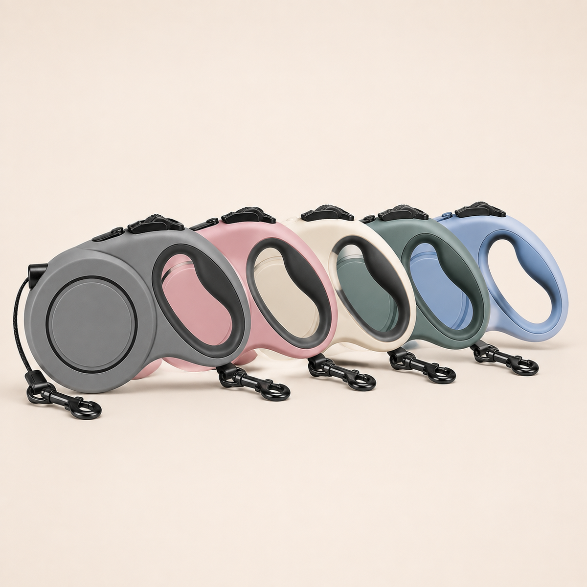 Coloris de la Laisse Enrouleuse DoglyHome sur fond beige