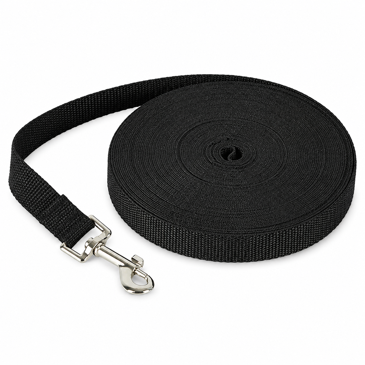 Laisse de dressage longue DoglyHome noire sur fond blanc