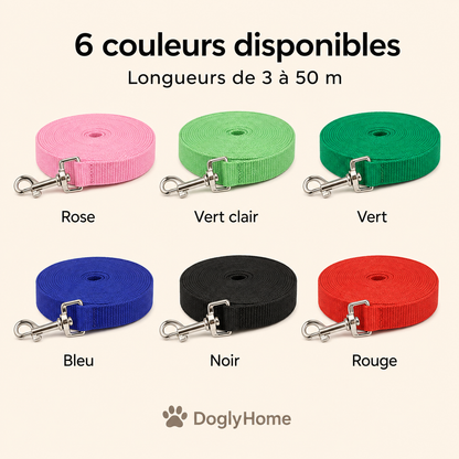 Six couleurs disponibles de la laisse longue DoglyHome