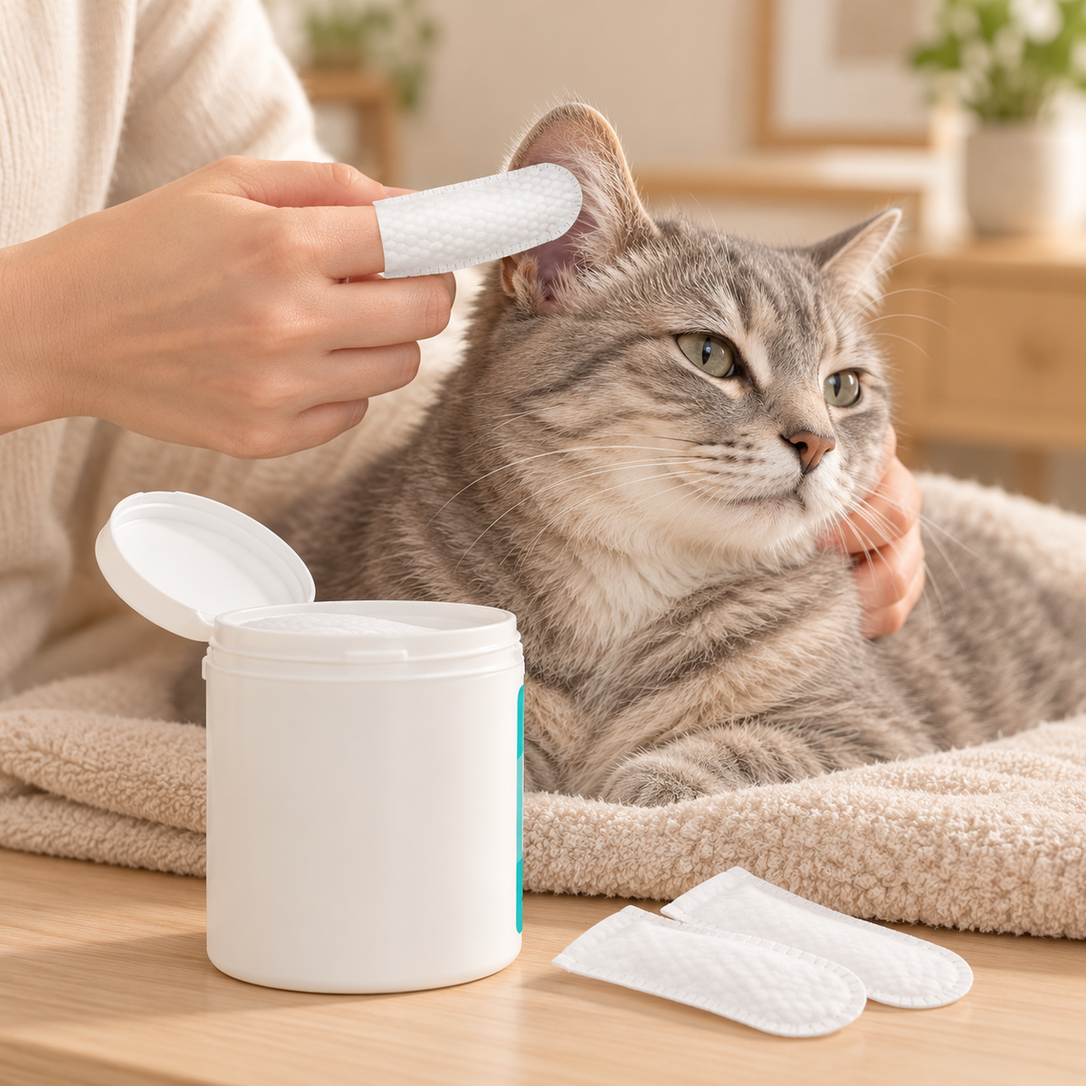 Nettoyage doux des oreilles du chat avec DoglyHome