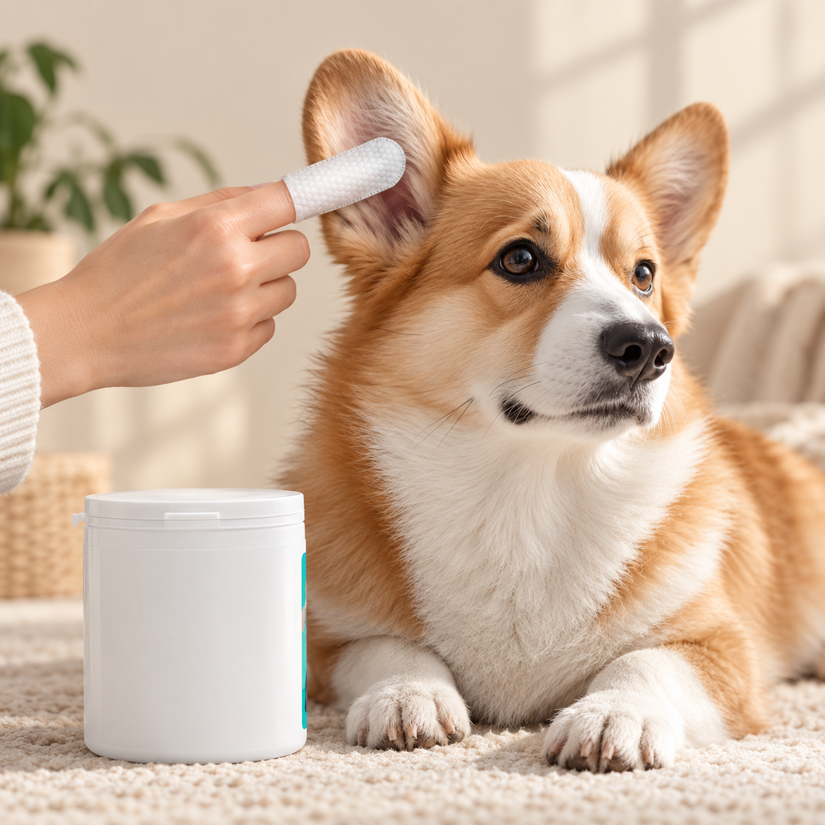 Corgi avec lingette auriculaire DoglyHome