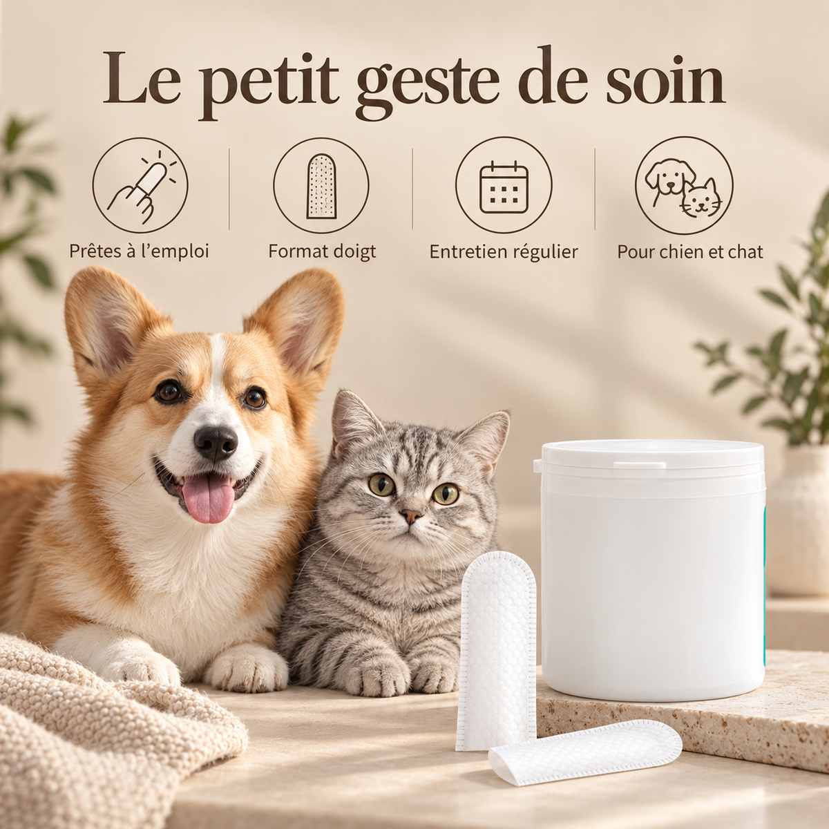 Geste de soin avec lingettes auriculaires DoglyHome