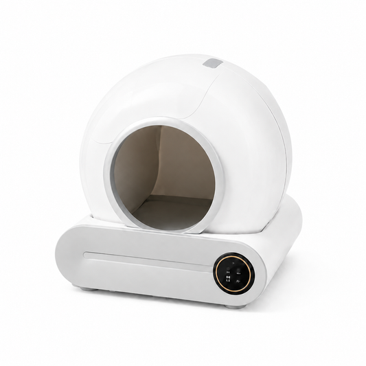 Litière autonettoyante blanche DoglyHome sur fond blanc