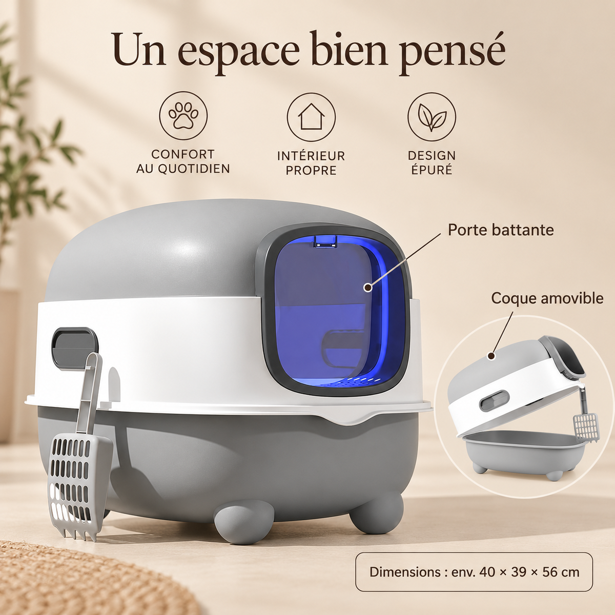 Coque amovible de la maison de toilette XXL DoglyHome