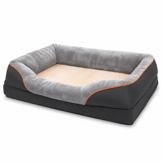 Panier orthopédique Ultra-Confort DoglyHome gris sur fond blanc