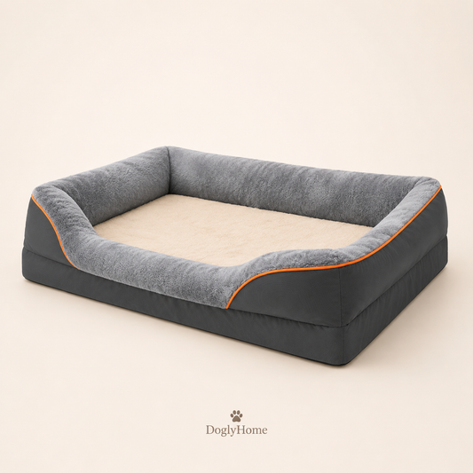 Panier orthopédique Ultra-Confort DoglyHome sur fond beige crème