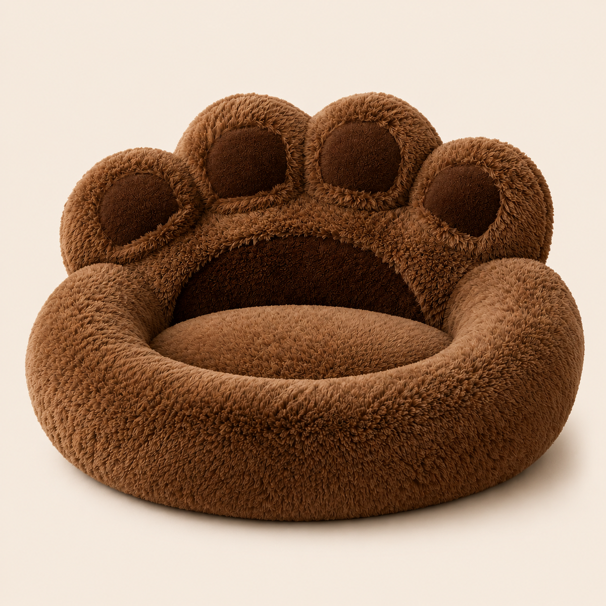 Panier Fluffy Patte Géante DoglyHome sur fond beige premium