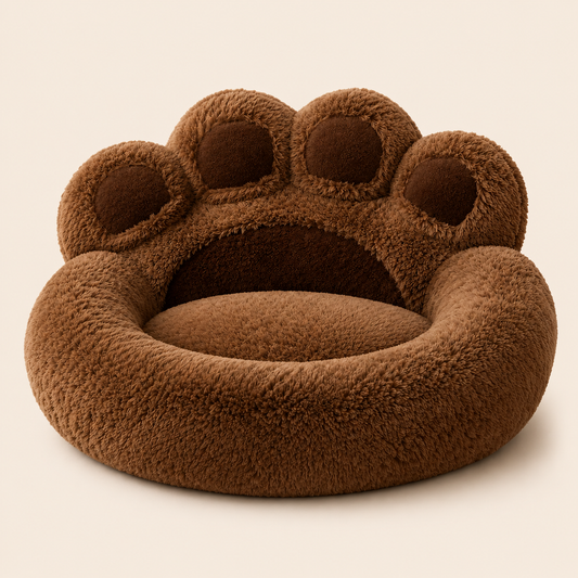 Panier Fluffy Patte Géante DoglyHome sur fond beige premium