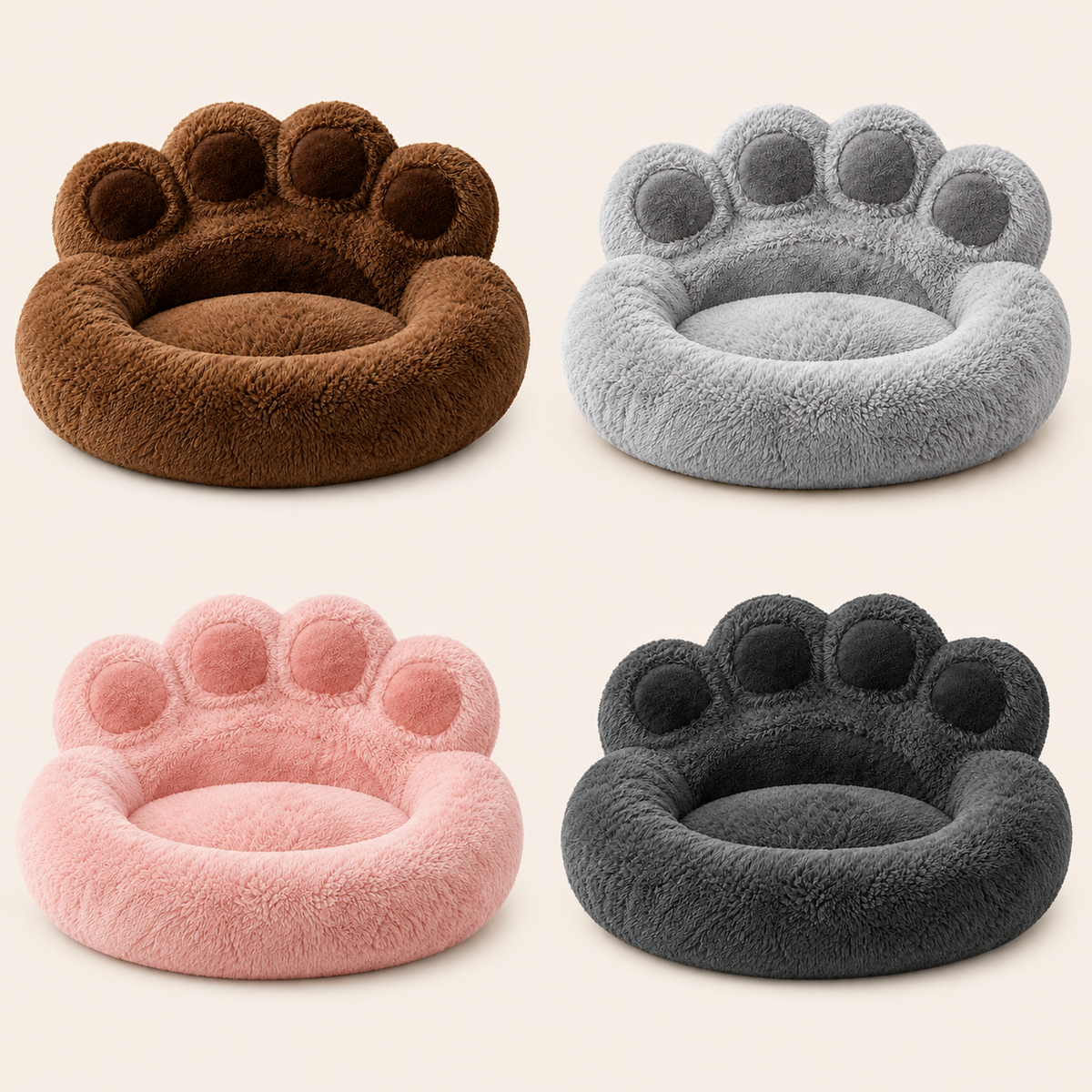 Coloris de Panier Fluffy Patte Géante DoglyHome sur fond beige