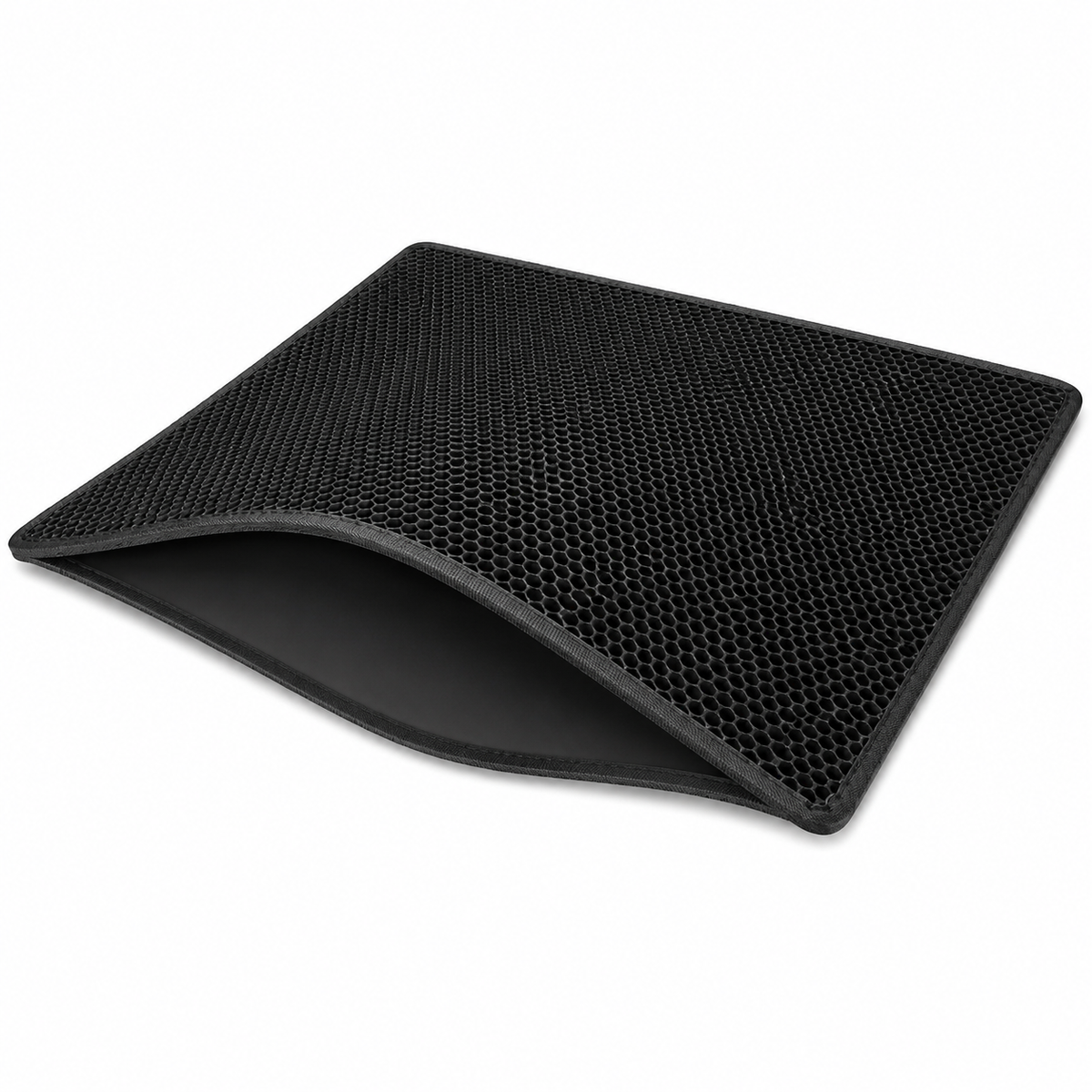 Tapis anti-litière double couche noir DoglyHome sur fond blanc