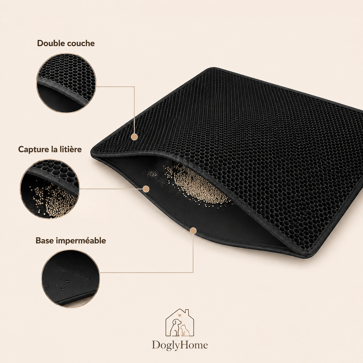 Tapis Anti-Litière DoubleCouche DoglyHome – photo 3